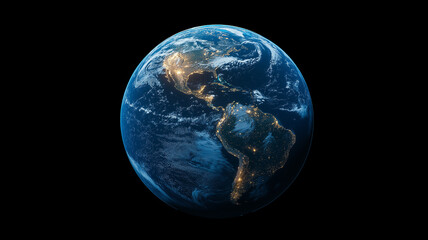 Obraz premium American Continents Illuminated at Night from a Space Perspective of Earth