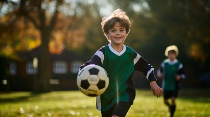 Fototapeta premium Happy Young Football Players Enjoying a Sunny Day on the Field. Generative ai