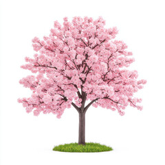 Obraz premium beautiful pink tree with blossoms on white background