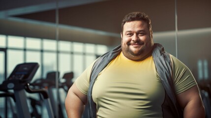 Confident Man Smiling in Gym Environment. Generative ai