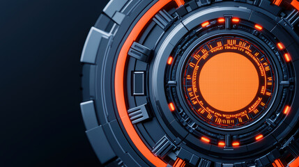 Naklejka premium Futuristic circular interface with glowing orange details