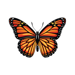 Fototapeta premium Generate a detailed vector illustration of a monarch butterfly with orange and black wings, white spots, and a black body.