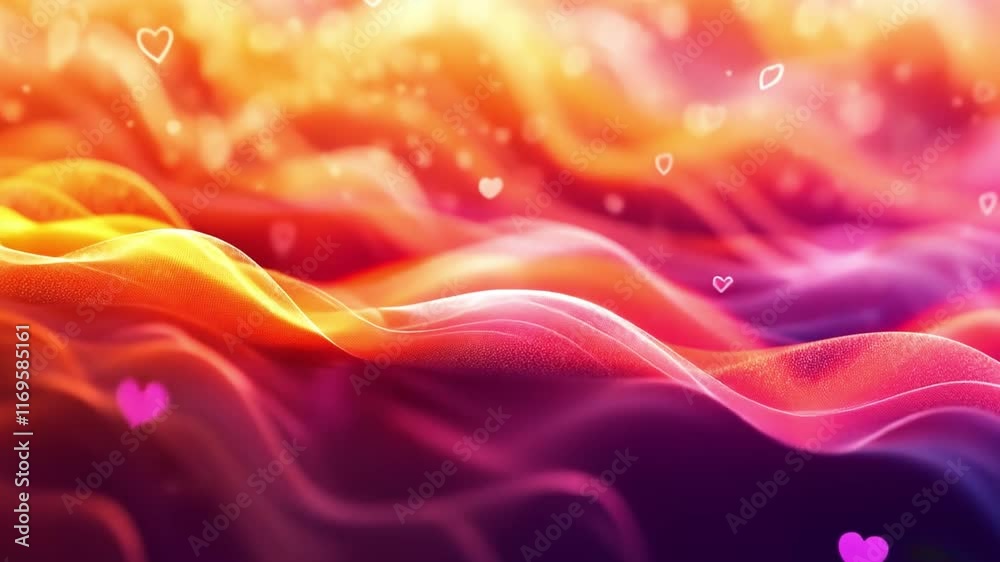 Poster a captivating blend of flowing colors in warm hues creates a romantic atmosphere, enhanced by sparkl