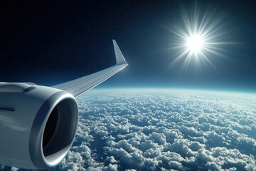 stunning view of airplane wing above clouds