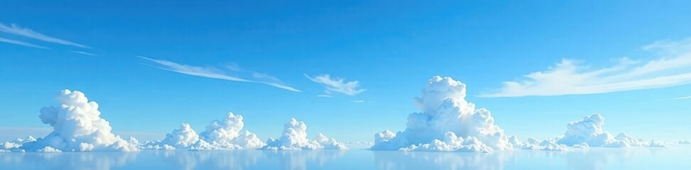 Deep azure sky, scattered cirrus clouds, high altitude , atmosphere, light