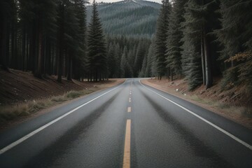 Obraz premium Road in middle of forest