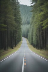 Obraz premium Road in middle of forest