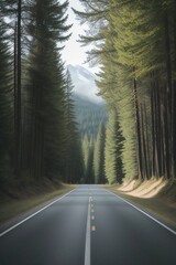 Obraz premium Road in middle of forest