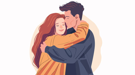 Romantic Couple Embracing in Love - Intimate Relationship of Man and Woman