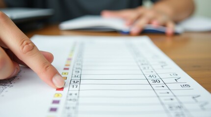 grading scale chart for exams on a desk