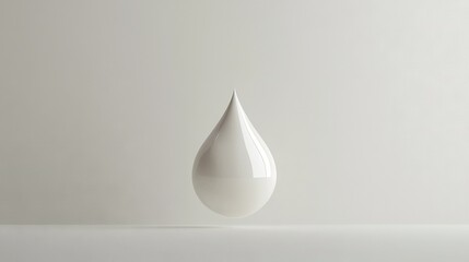 Fototapeta premium A white vase atop a table, beside a white wall with a water droplet