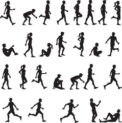 Fitness Exercise Silhouettes Icons Pack vector illustration 