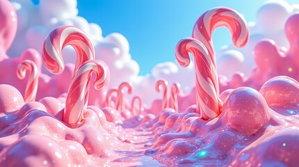 Candy landscape with giant candy canes