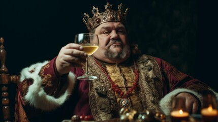 Regal King Toasting with a Glass of Wine. Generative ai