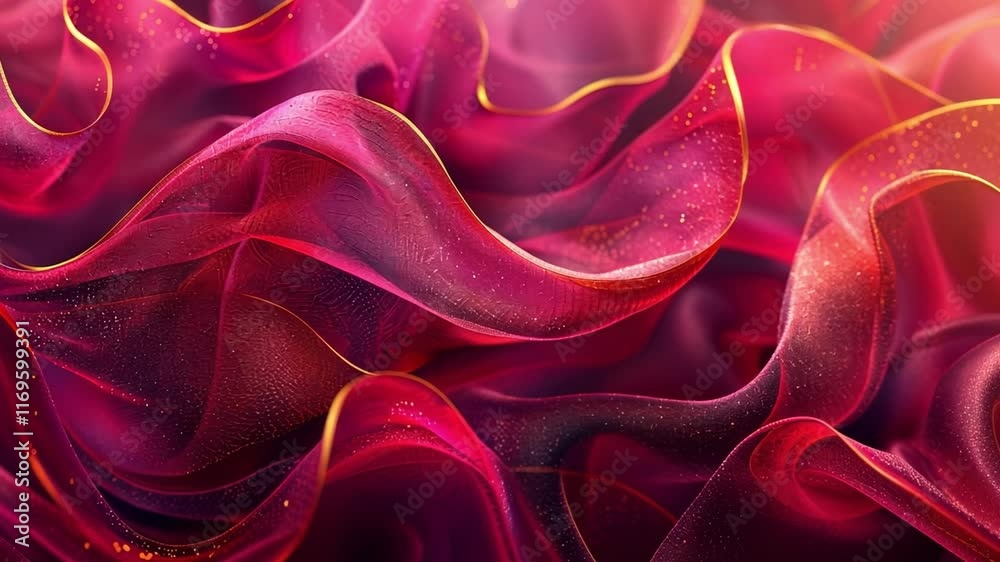Poster delicate and flowing layers of red and pink fabric create a visually stunning backdrop. the soft wav