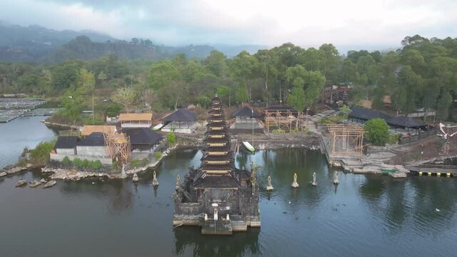 pura jati temple aerial view, temple located in Batur Indonesia