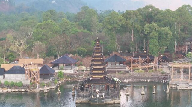 pura jati temple aerial view, temple located in Batur Indonesia