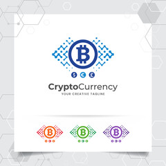 Bitcoin logo design vector concept of Cryptocurrency as an digital payment system and international currency exchange.