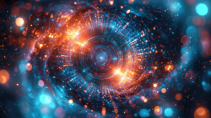 Cosmic vortex illustrating the beauty of space-time with vibrant colors and light patterns