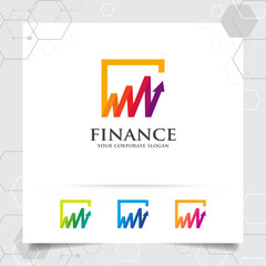 Business finance logo design with arrow vector and statistic symbol for investment ,data analyst ,financial company.