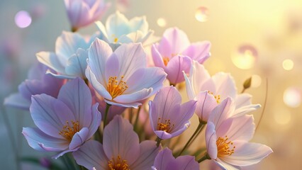 Fototapeta premium Soft Pastel Cosmos Flowers in Sunlight Bouquet