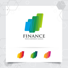 Business finance logo design with arrow vector and statistic symbol for investment ,data analyst ,financial company.