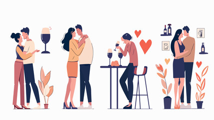 Romantic Couple Characters for Website Landing Page Template