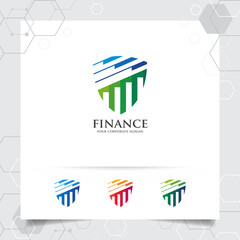 Business finance logo design with arrow vector and statistic symbol for investment ,data analyst ,financial company.
