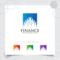 Business finance logo design with arrow vector and statistic symbol for investment ,data analyst ,financial company.
