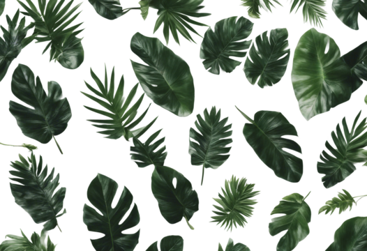 Tropical leave top view flay lay blank mock up aesthetic empty in the middle isolated on transparent background