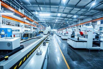 Modern Automated Machinery in a Factory. Generative ai.