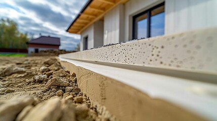 Detailed Foundation of Modern House with Foam Insulation. Generative ai
