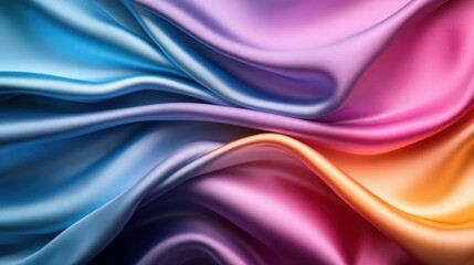 Obraz premium A mesmerizing arrangement of satin fabric displaying vibrant colors, reminiscent of a warm and inviting ambiance, ideal for elegance and sophistication in design.