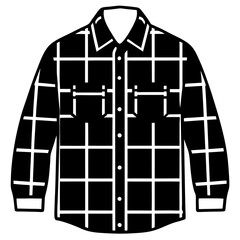 Flannel Shirt Silhouette on White Background