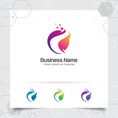 Digital logo letter C design vector with modern colorful pixel for technology, software, studio, app, and business.