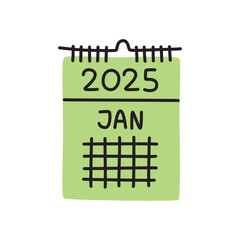 Doodle calendar schedule icon hand drawn in a modern minimalistic style isolated on white background. Vector illustration