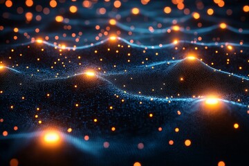 Obraz premium A portrayal of a neural network, where the connections illustrate the data handled by the stock