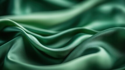 Fototapeta premium An array of vibrant green drapery showcases subtle textures and waves, inviting viewers to appreciate the intricate detailing and elegance embodying the fabric's essence.