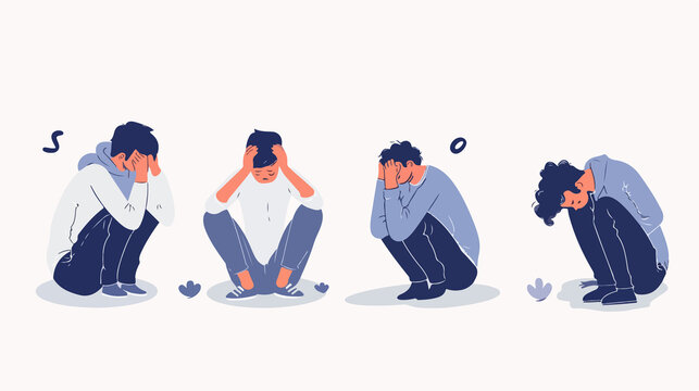 Professional Male Characters Experiencing Panic Attack for Landing Page Template