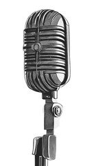 Fototapeta premium A microphone line art style illustration in modern format vertical isolated on transparent background
