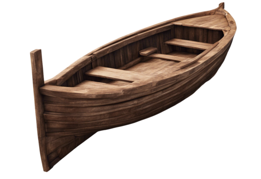 3D render asset of boat wooden isolated on transparent background