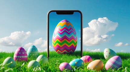 Colorful Easter Eggs Displayed on Smartphone Screen