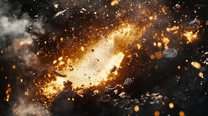 Obraz premium Fiery Molten Metal Explosion With Sparks