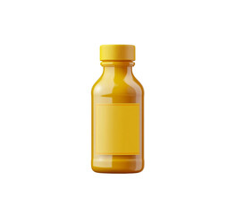 3D yellow mustard bottle with a blank label, featuring a bright yellow cap and clean design. Ideal for food packaging or condiment-related projects. Isolated on transparent background, png