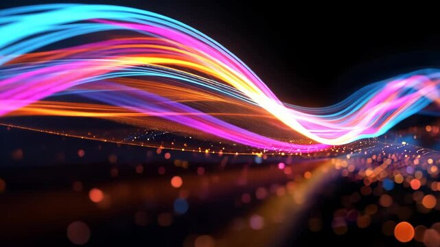 Bright neon colors against dark symbolize a cyberattack, highlighting the urgency of cyber defense. Cybersecurity