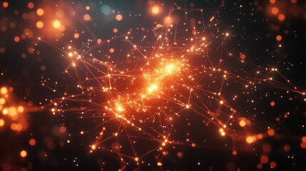 Abstract Orange Network Of Light And Connections