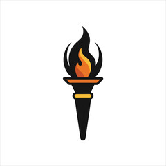Flame Torch Icon with Light Vector Art Design