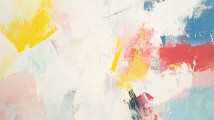 Naklejka premium Abstract colorful painting with yellow, red, and blue brushstrokes
