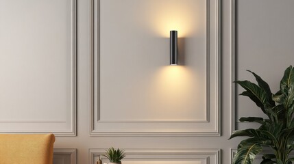 Modern Wall Sconce Illuminates Elegant Panelled Wall