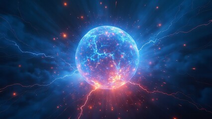 Abstract Energy Sphere Lightning Storm Cosmic Power